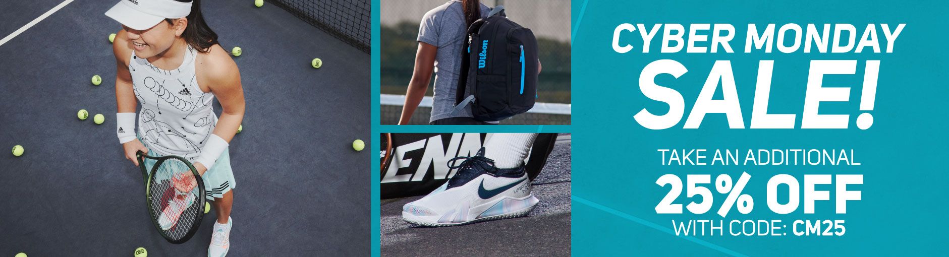 Tennis-Point Cyber Monday Tennis Sale - Extra 25% off sale shoes, racquets, bags, apparel and more