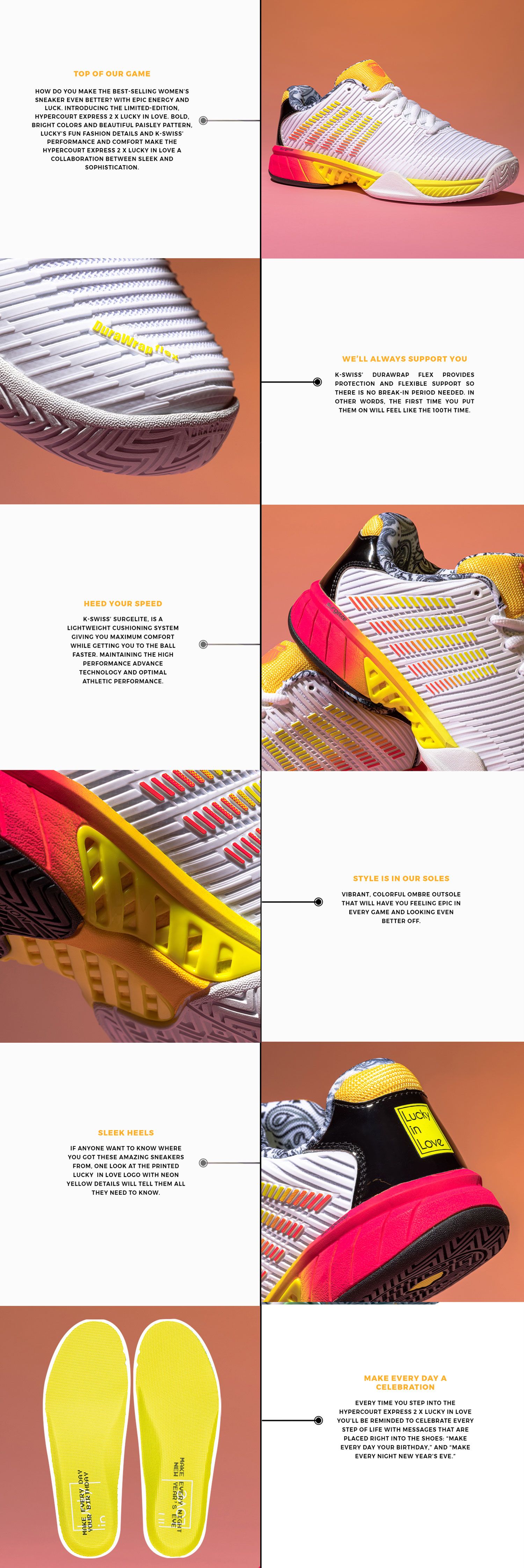 K Swiss x Lucky In Love Hypercourt Express 2 Womens Tennis Shoe