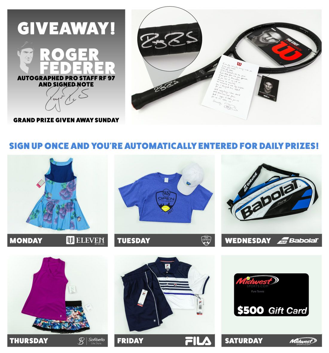 Roger Federer Autographed Tennis Racquet Giveaway