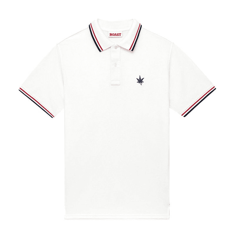 BOAST 1983 Tipped Pique Polo White Red Navy