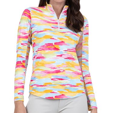 IBKUL Jessie Long Sleeve Zip Mock Top