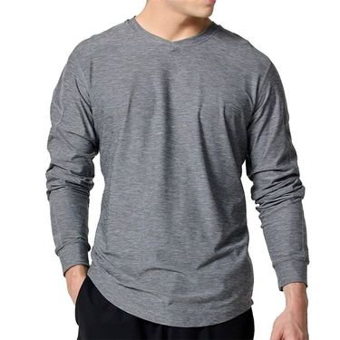SB Sport Classic V Neck Long Sleeve Shirt Mens Grey Melange 8027 GML
image