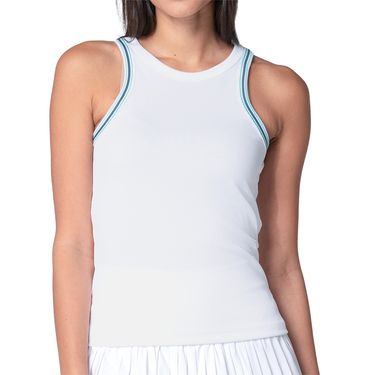 Lucky in Love Eyelet You Win Stripe Tank Top Womens White CX129 08D110
image