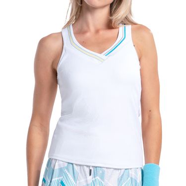 Lucky in Love Lavish Lane Stripe Tank Top Womens White CX146 20F110image