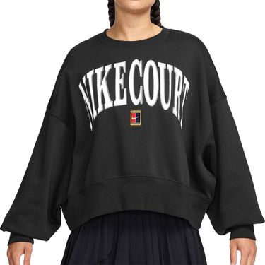 Nike Court Fleece Crew Womens Black/Flat Pewter/White HQ0351 010
image