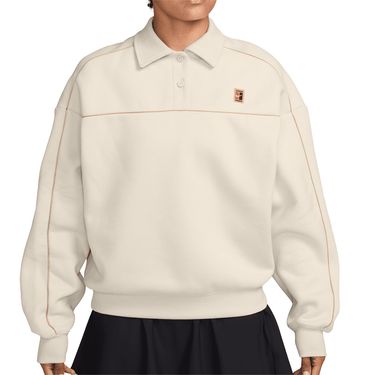 Nike Court Collection Fleece Henley Womens Light Orewood Brown IU3253 104image