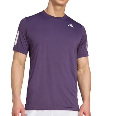 adidas Club 3 Stripe Tee Shirt Mens Aurora Plum JY2950
image