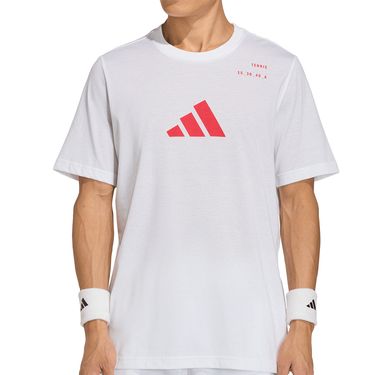 adidas Tennis Graphic Tee Shirt Mens White/Pure Ruby KB9451
image