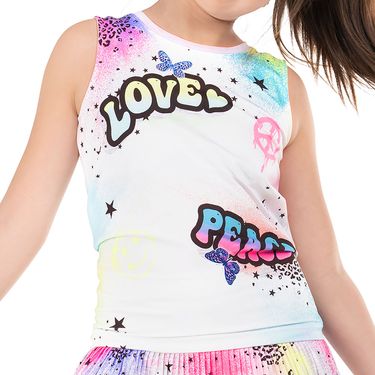 Lucky in Love Novelty Girls Graffiti Tie Back Tank Top
