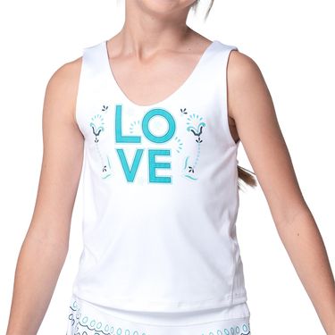 Lucky in Love Eyelet You Win Tank Top White T313 38E110image