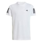 adidas Club 3 Stripe Boys Tee Shirt White JI9249