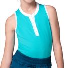 Lucky in Love Eyelet You Win Girls Henley Tank Top Aquamarine T312 416