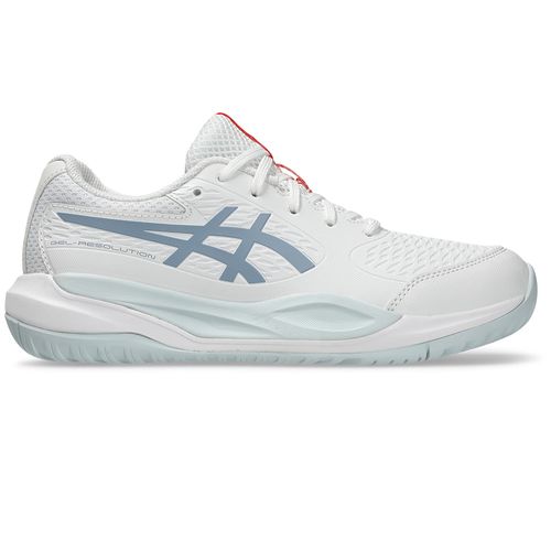 Asics Gel Resolution X GS Junior Tennis Shoe White/Grey Blue 1044A081 102image