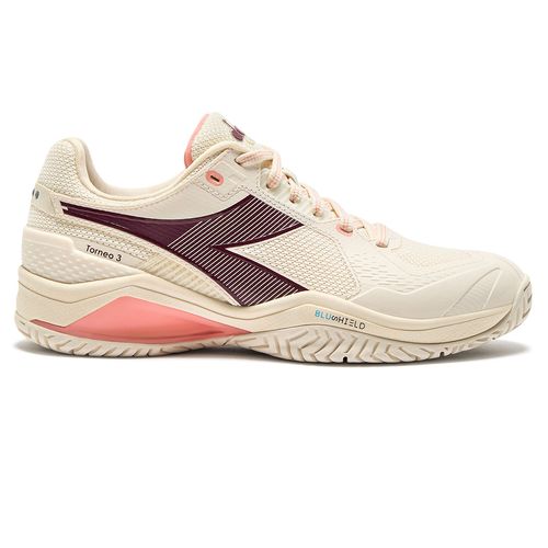 Diadora Blushield Torneo 3 AG Womens Tennis Shoe Whisper White/Maroon/Desert Flower 181467 C0184
image