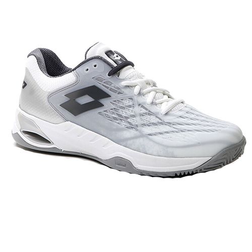 Lotto Mirage 100 Mens Clay Tennis Shoe All White/Asphalt/Silver Metal 210731 9D8
image