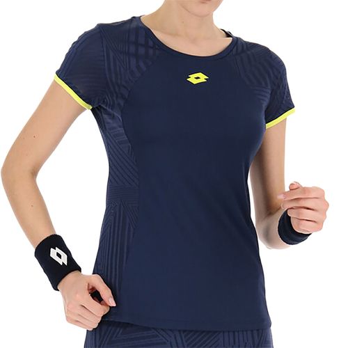Lotto Superrapida V Tee Shirt Womens Dark Denim/Acid Yellow 215506 9APimage