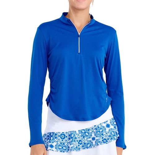 Sofibella Miss Santorini 1/4 Zip Long Sleeve Top Womens Ocean 2399MSA OCEimage