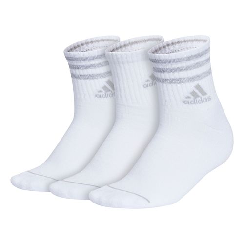 adidas Cushioned 3-Stripe 3.0 3 Pack High Quarter Sock Womens White/Clear Onix Grey 5156795AûShoe Size: 5-10
image