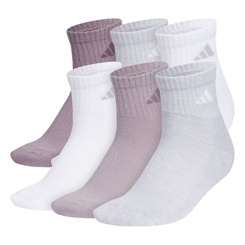 adidas Athletic Cushioned 6-Pack Quarter Sock Womens Preloved Fig Purple/Clear Onix Grey/White 5157895AûShoe Size: 5-10image
