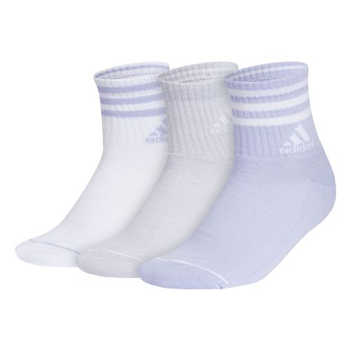 adidas Cushioned 3-Stripe 3.0 3 Pack High Quarter Sock Womens Clear Onix Grey/Lilac 5159132AûShoe Size: 5-10image