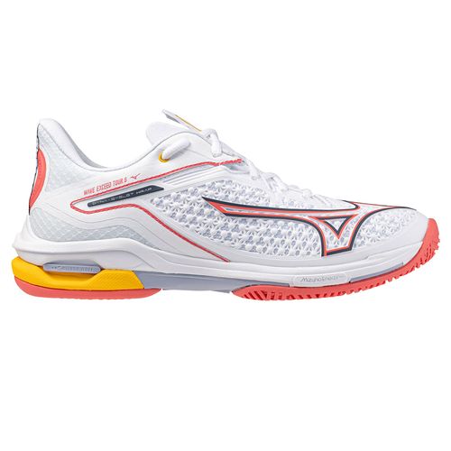 Mizuno Wave Exceed Tour 6 Womens Tennis Shoe White/Calypso Coral 550052 001J
image
