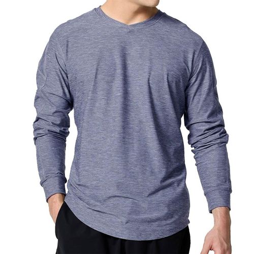 SB Sport Classic V Neck Long Sleeve Shirt Mens Steel Melange 8027 STMimage