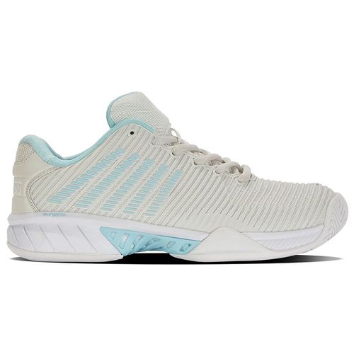 K-Swiss Hypercourt Express 2 Wide Womens Tennis Shoe Gray/White/Blue Glow 96807-089
image