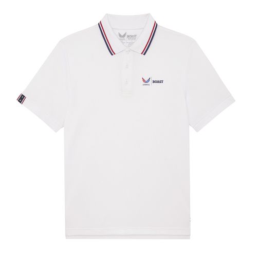 Boast x Volition Tipped Performance Polo Mens White/Racing Red/Medieval Blue BVM13PO1 112image