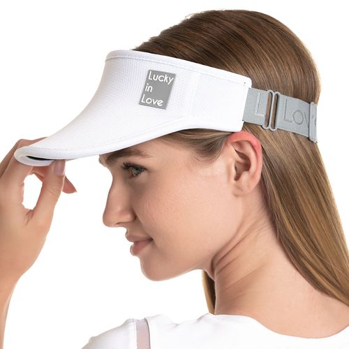 Lucky In Love Logo Stretch Womens Visor - White
image