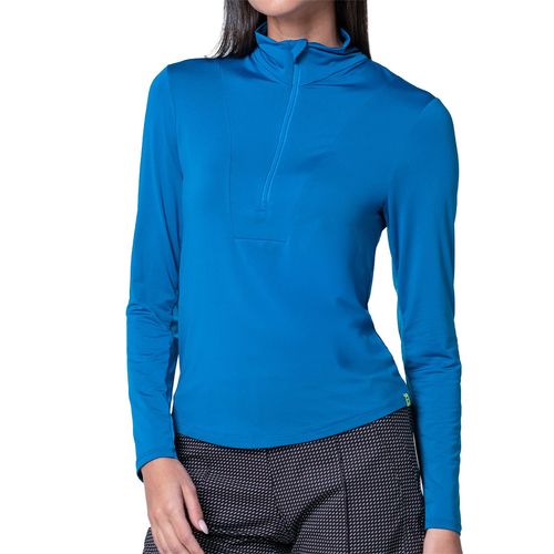 Lucky in Love Stripe It Up Free Play 1/2 Zip Long Sleeve Womens Electric Blue CX034 440image