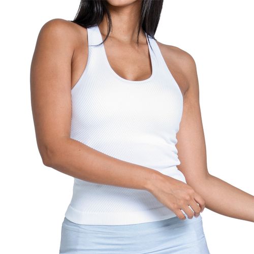 Lucky in Love Core Active Seamless Scoop Tank Womens White CX076 110image