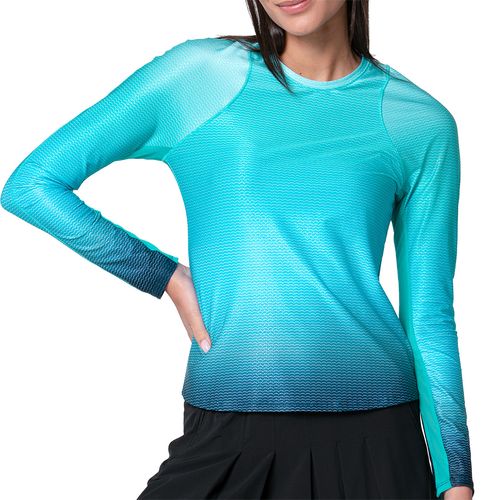 Lucky in Love Eyelet You Win Long Sleeve Top Womens Aquamarine CX117 00D416image