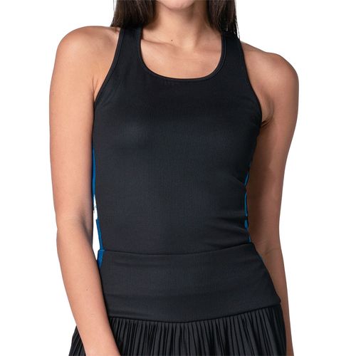 Lucky in Love Stripe It Up Racer Rib Tank Top Womens Black CX126 001image