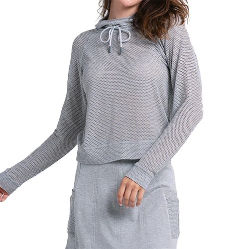 Lucky In Love Chill Day Long Sleeve Pullover Top Womens Grey CX170 77E080image