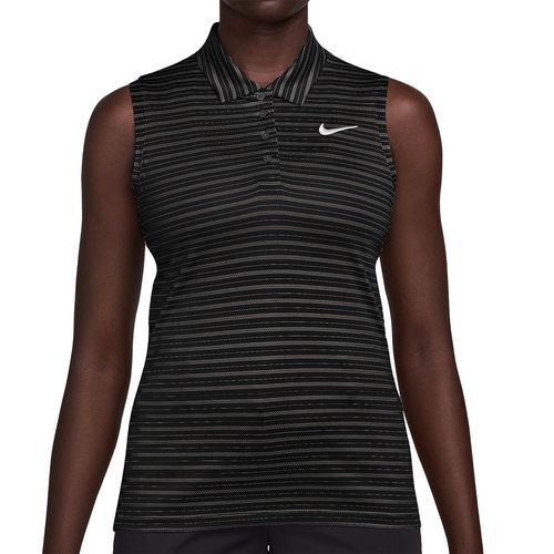 Nike Dri Fit Striped Victory Polo Womens Black/White FQ1824 010image