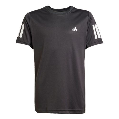 adidas Club 3 Stripe Boys Tee Shirt Black JI9250image