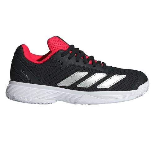 adidas Courtflash K Junior Tennis Shoe White/Silver Metallic/Core Black JR4451
image