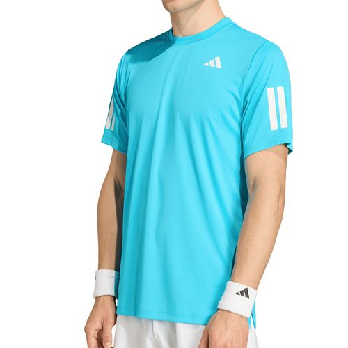 adidas Club 3 Stripe Tee Shirt Mens Signal Cyan KB9728image