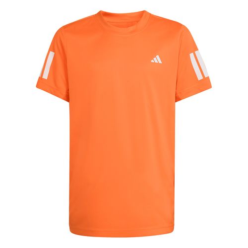 adidas Club 3 Stripe Boys Tee Shirt Pure Orange KB9760image