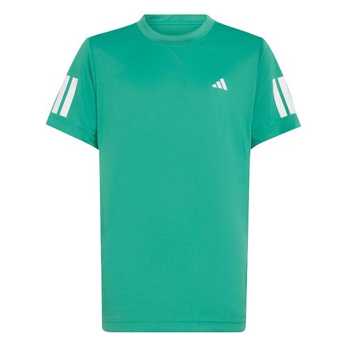 adidas Club 3 Stripe Boys Tee Shirt Semi Court Green KQ7991image