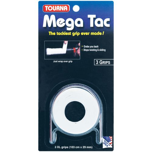 Tourna Mega Tac Overgrip (3pk) White MT Wimage
