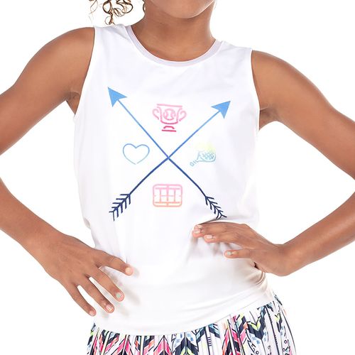 Lucky in Love Novelty Girls Tennis Crew Tie Back Tank Top Multi T211 V01955
image