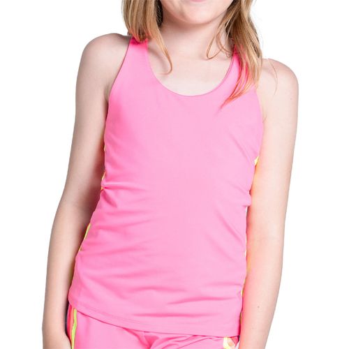Lucky in Love Retro Prisma Stripe Girls Tank Top Neon Pink T288 648image