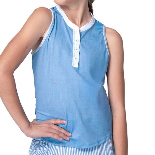 Lucky in Love Linen Nouveau Girls Henley Tank Top Periwinkle T312 95C432
image
