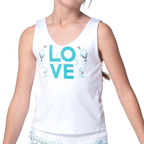 Lucky in Love Eyelet You Win Tank Top White T313 38E110image