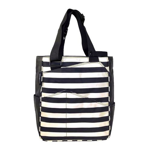 Maggie Mather Tennis Tote Bag - Black/White Stripes
image