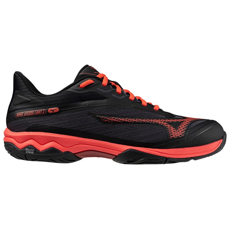 Mizuno Wave Exceed Light 2 Mens Tennis Shoe Black Radiant Red Midwest Racque